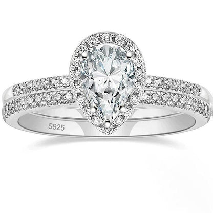 Buycenter S925 Water Drop Zircon Ring - Elegant Women's Jewelry, Multiple Sizes - Buy Center