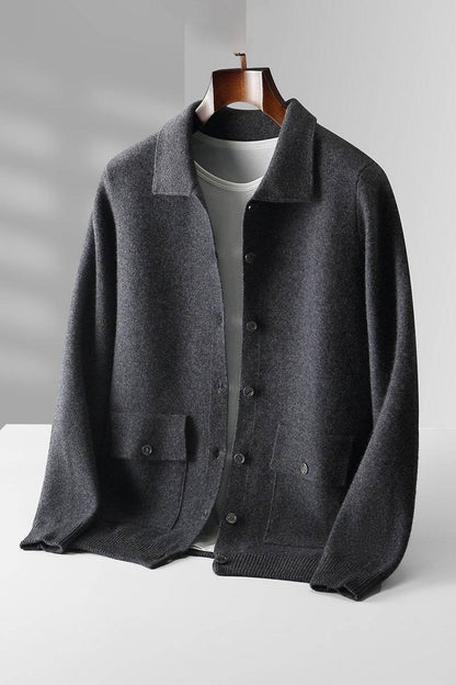Buycenter Men's Wool Cardigan - Solid Color Thick Coat for Autumn Winter - Buy Center