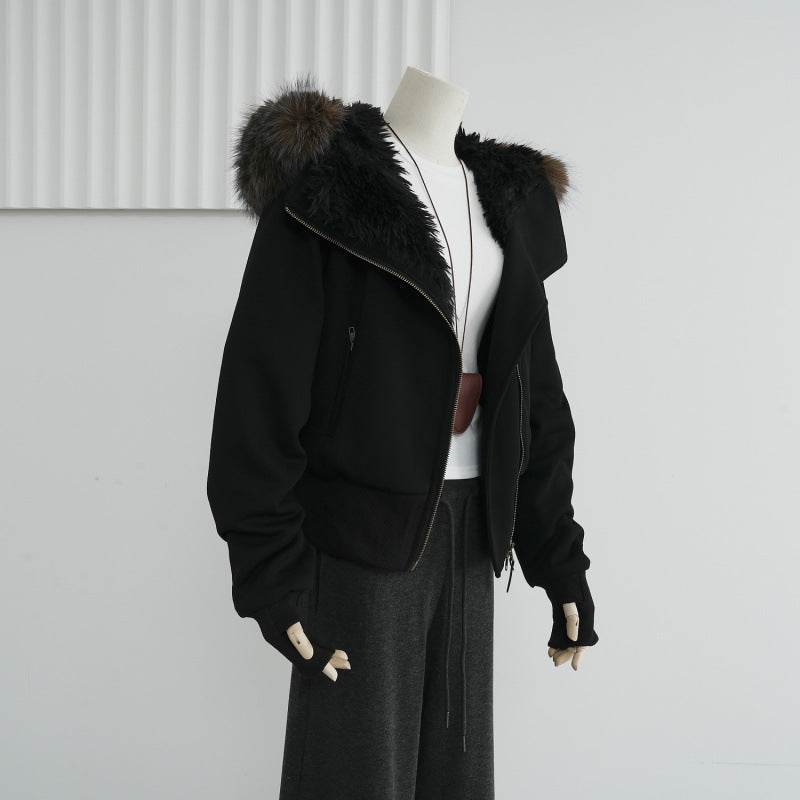 Hooded Fur Collar Plush Cotton Coat - Stylish & Comfortable Outerwear 2025 - Buy Center