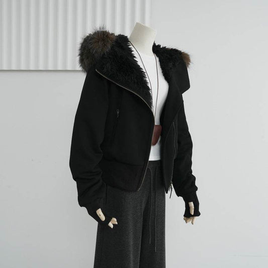 Hooded Fur Collar Plush Cotton Coat - Stylish & Comfortable Outerwear 2025 - Buy Center