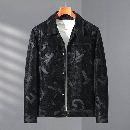 Men's Thin Lapel PU Leather Jacket - Stylish with Multiple Pockets - Buy Center