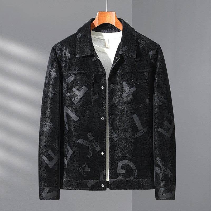 Men's Thin Lapel PU Leather Jacket - Stylish with Multiple Pockets - Buy Center