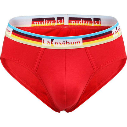 Rainbow Rubber Band Cotton Briefs - Stylish Mid Waist, Solid Colors - Buy Center