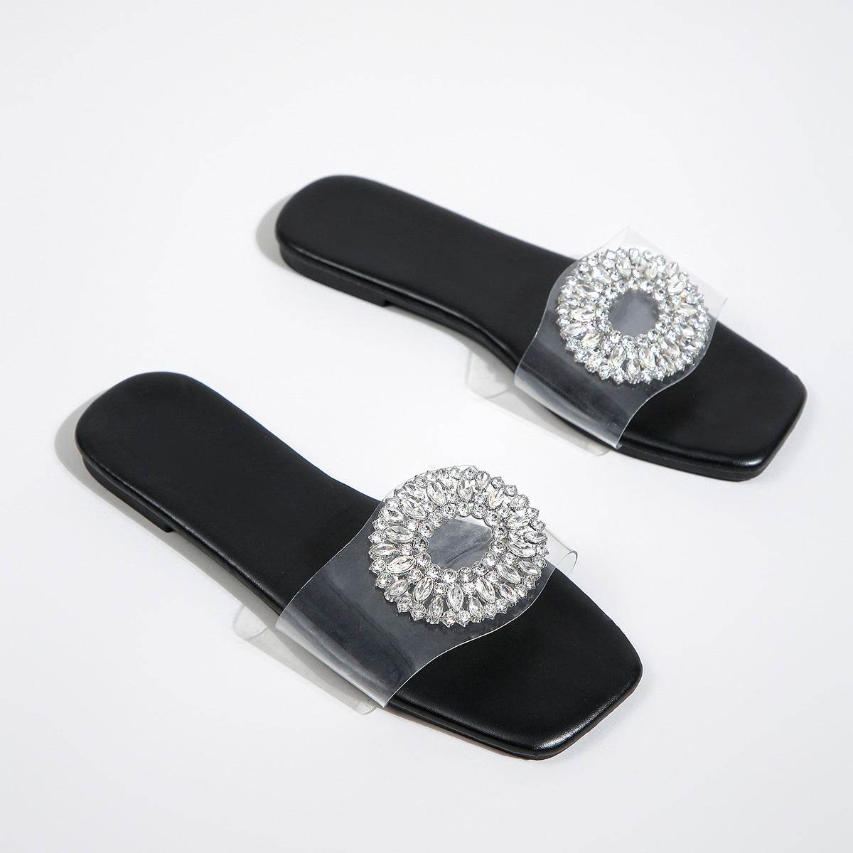 Buycenter Plus Size Women’s Beach Sandals - Rhinestone Design, Multiple Sizes - Buy Center