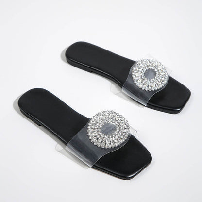 Buycenter Plus Size Women’s Beach Sandals - Rhinestone Design, Multiple Sizes - Buy Center