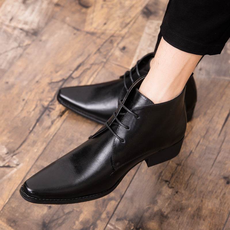 BuyCenter British High-Top Leather Shoes - Pointed Toe, Stylish & Durable - Buy Center