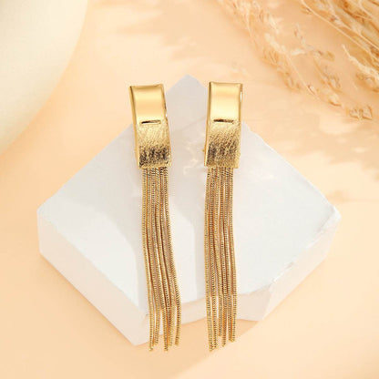 Elegant Gold Bead Tassel Earrings - Modern Design for Any Occasion - Buy Center