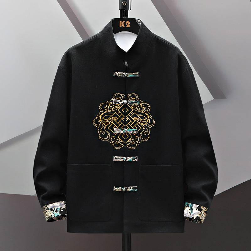Buycenter Embroidered Chinese Coat - Stylish Buckle Design in Various Colors - Buy Center