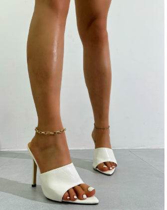 Stylish Plus Size Pointed High Heel Slippers - Black, Green, White - Buy Center