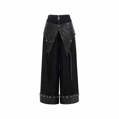 Buycenter Punk Casual Pantskirt - Mid-High Waist Straight Leg Trousers - Buy Center