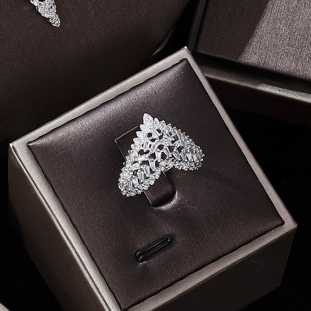 Elegant Bridal Four-Piece Jewelry Set - White Gold & Gemstones 2025 - Buy Center