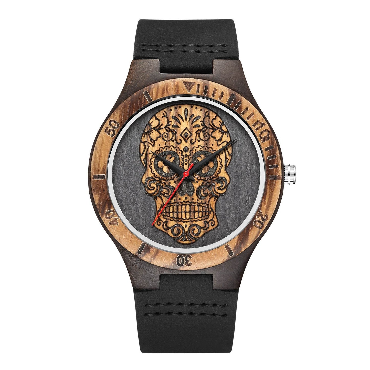 Skull Wooden Quartz Watch - Stylish Double Color, Waterproof Design - Buy Center
