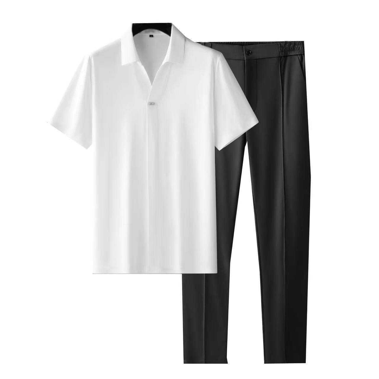 Buycenter Ultra-Light Ice Silk Shirt & Pants Set - Summer Comfort Outfit - Buy Center
