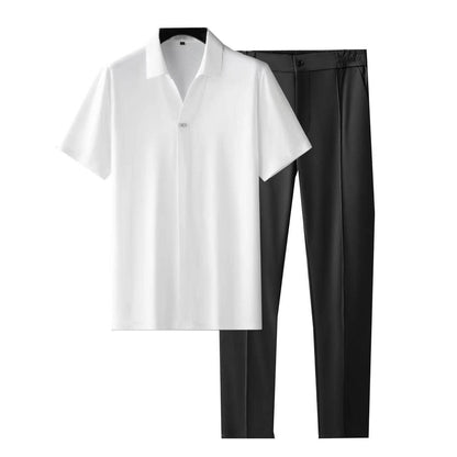 Buycenter Ultra-Light Ice Silk Shirt & Pants Set - Summer Comfort Outfit - Buy Center