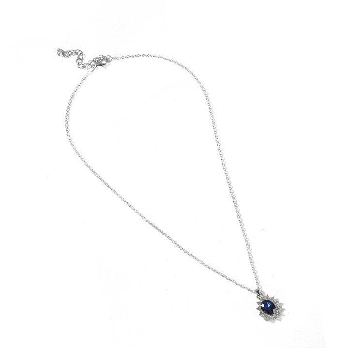 Buy Center Sapphire Necklace & Sunflower Zircon Earrings Jewelry Set - Buy Center