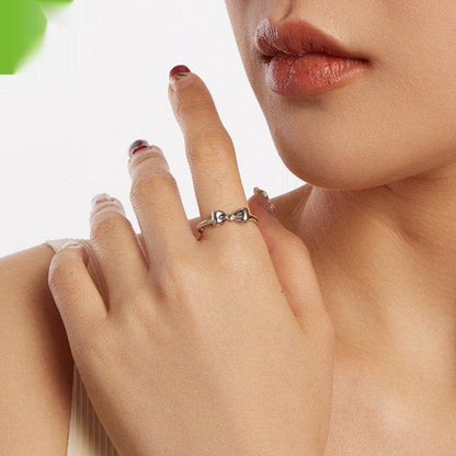 Buycenter 925 Sterling Silver Bow Ring - Adjustable Open Design for Women - Buy Center