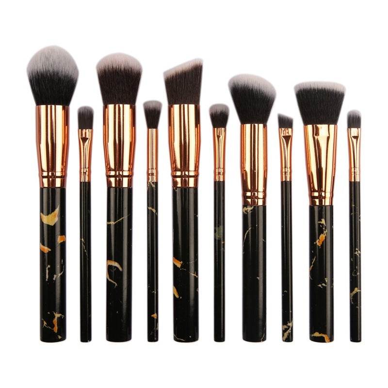 10 Marble Makeup Brush Set - Essential Premium Brushes for Flawless Looks - Buy Center