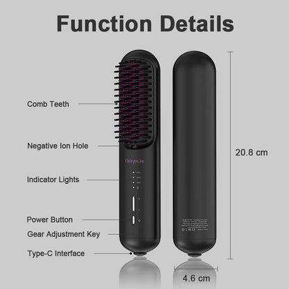 Portable USB Rechargeable Hair Straightener Brush - 2-in-1 Comb for Men & Women - Buy Center