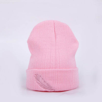 Buycenter Versatile Embroidered Feather Knit Hat - Winter Baseball Cap - Buy Center