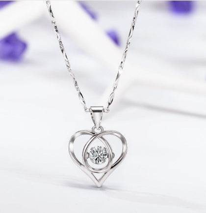 Buy Center Heart-Shaped Smart Pendant Necklace - Diamond-Embedded Clavicle Chain - Buy Center