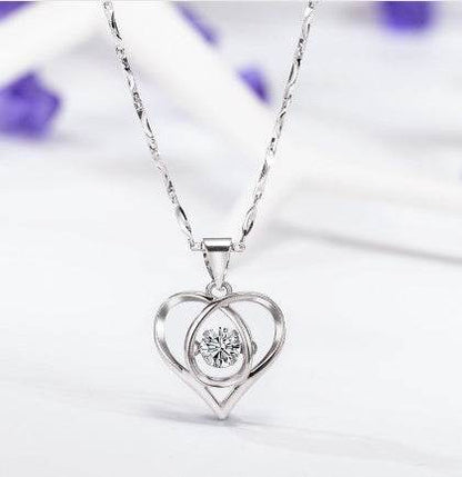 Buy Center Heart-Shaped Smart Pendant Necklace - Diamond-Embedded Clavicle Chain - Buy Center