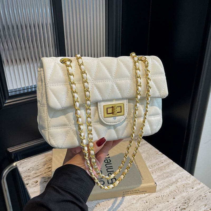 Buycenter High-Grade Rhombus Chain Tote Bag - Milky White, Black, Pink, Blue - Buy Center