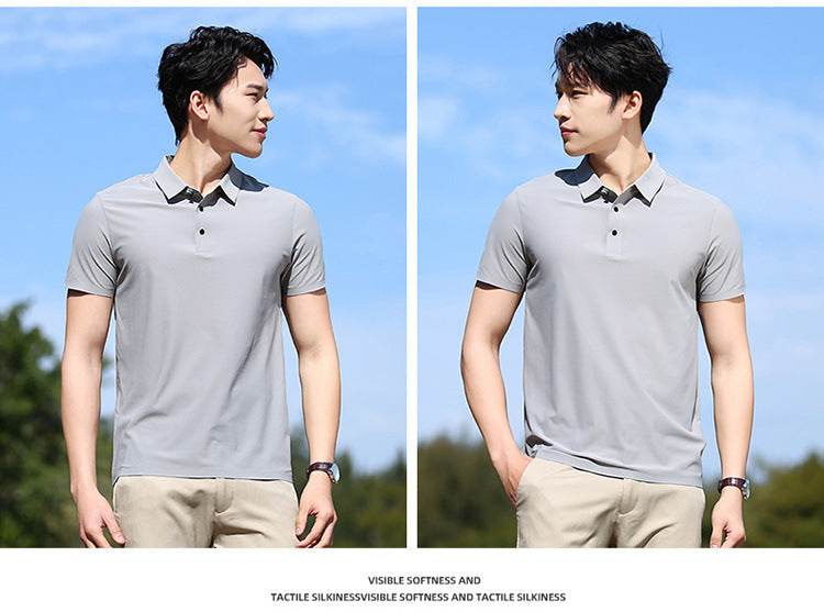 Buycenter Men's Ice Silk T-shirt - Thin, Solid Colors for Summer Wear - Buy Center