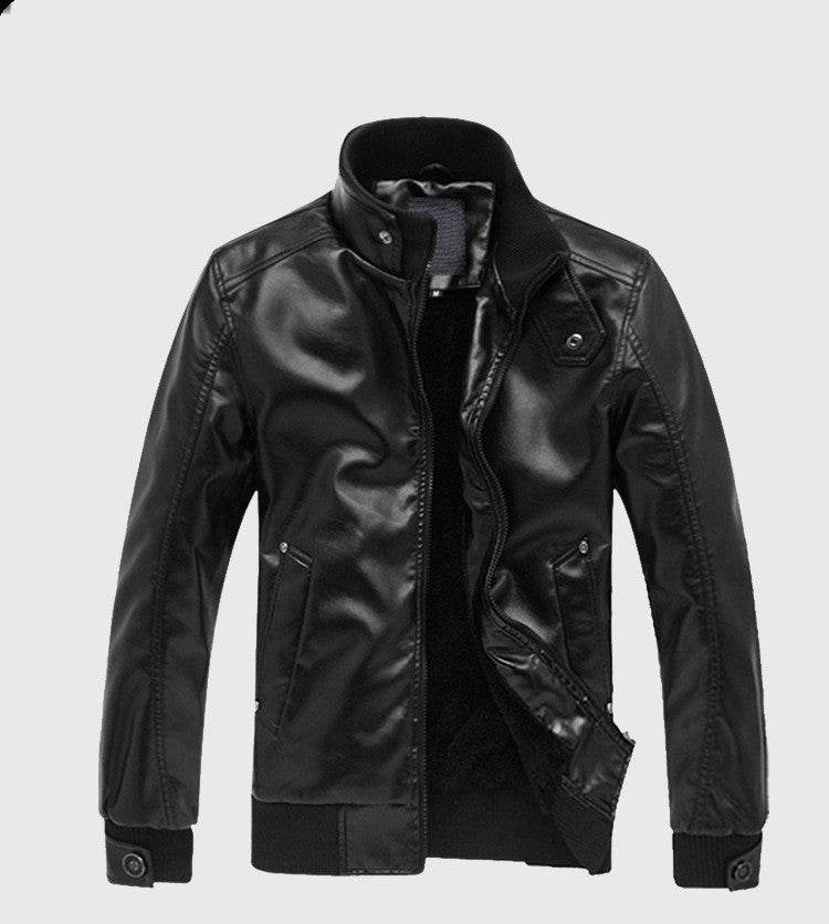 Slim Fit Genuine Leather Motorcycle Jacket - Trendy Stand Collar Design - Buy Center