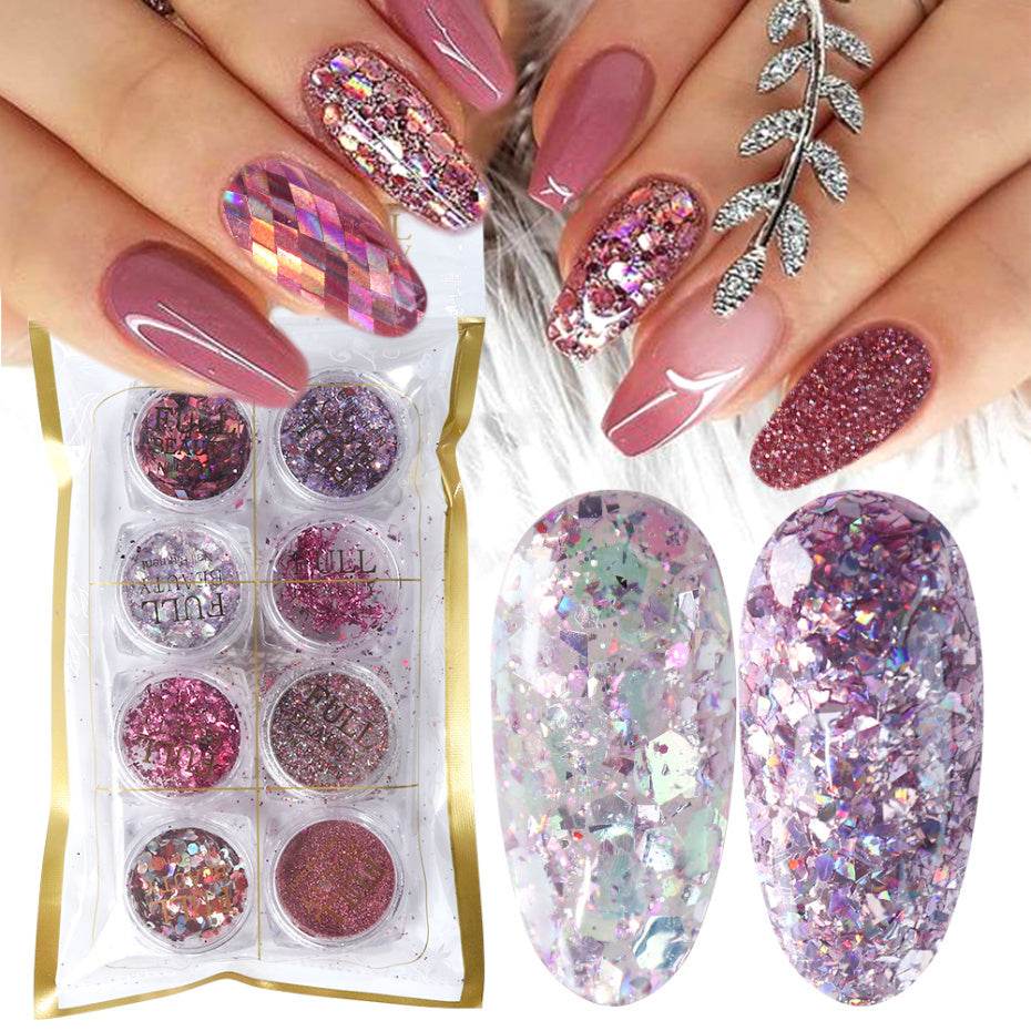 8 Box Mix Glitter Nail Art Powder Set - Holographic Shine for 2025 - Buy Center