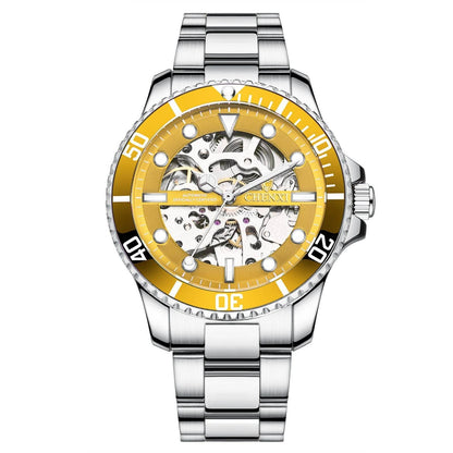 Buycenter Waterproof Men's Mechanical Watch - Stylish Gold and Black Design - Buy Center