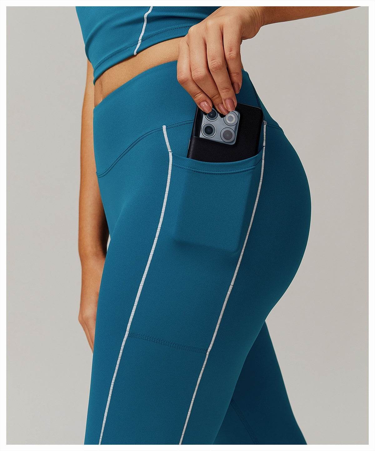 Buycenter High Waist Yoga Pants - Contrast Color, Pocket Design for Women - Buy Center