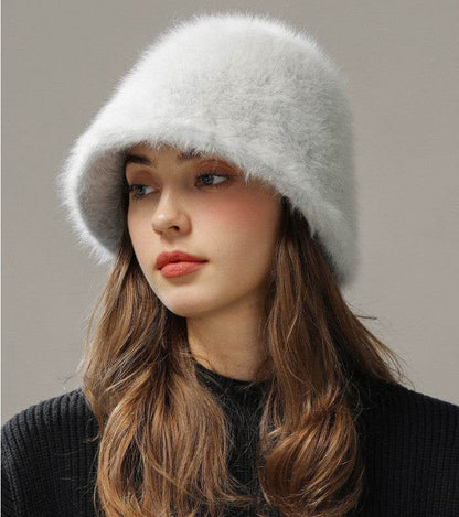Big Head Rabbit Plush Hat - Milky White, Cozy Fashion for Women - Buy Center