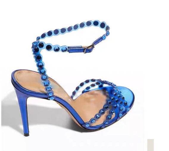 Buycenter Elegant Jelly Diamond Stiletto Heels - Stylish Round Toe Pumps - Buy Center