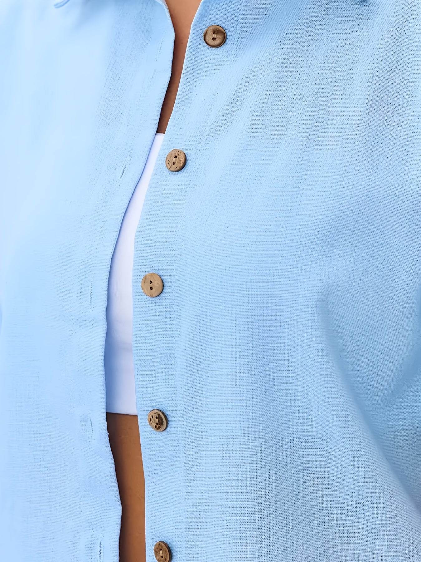 Women's Summer Two-Piece Set - Short Sleeve Shirt & Shorts - Buy Center