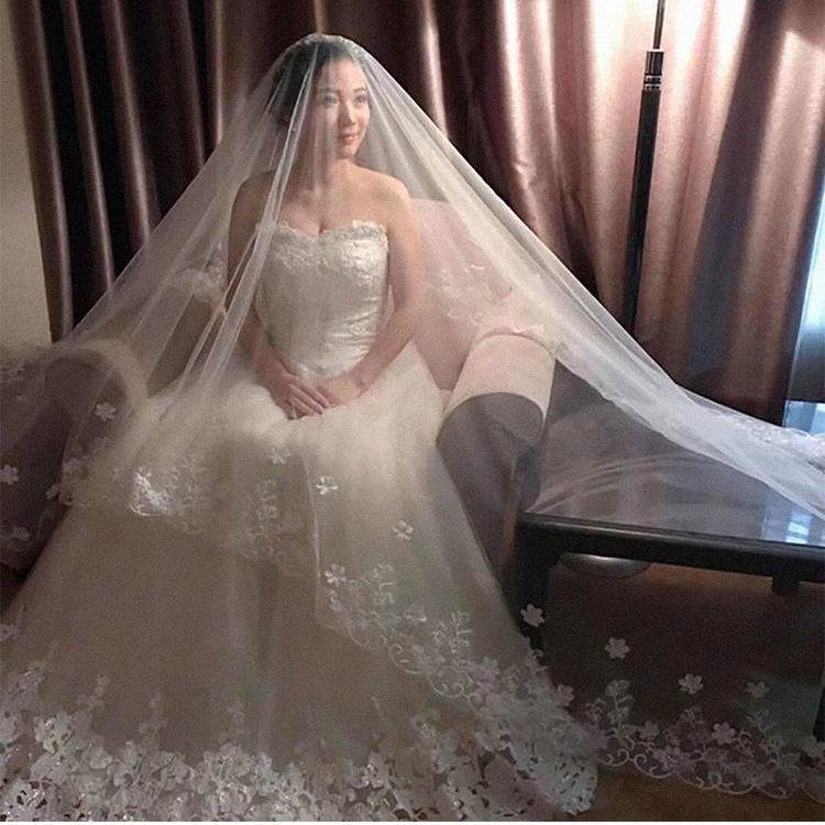 New Style Korean Lace Petal Wedding Veil - Customizable 1.5m Length - Buy Center