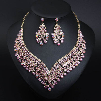 Buy Center Creative Crystal Collarbone Necklace & Earring Set - Fashion Jewelry - Buy Center