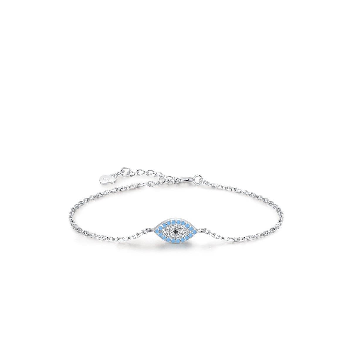 Green Pine Devil's Eye Bracelet - 925 Sterling Silver with Zircon Stones - Buy Center