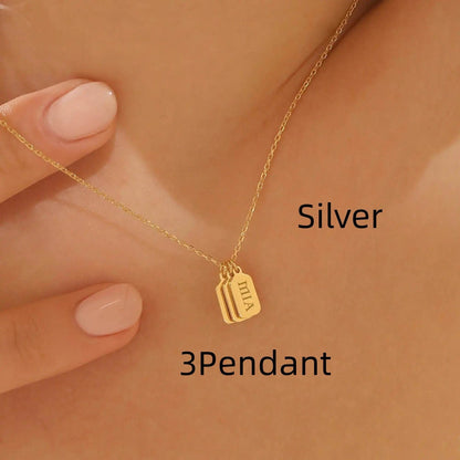 Minimalist Carved Name Pendant Necklace - Custom Stainless Steel Jewelry - Buy Center