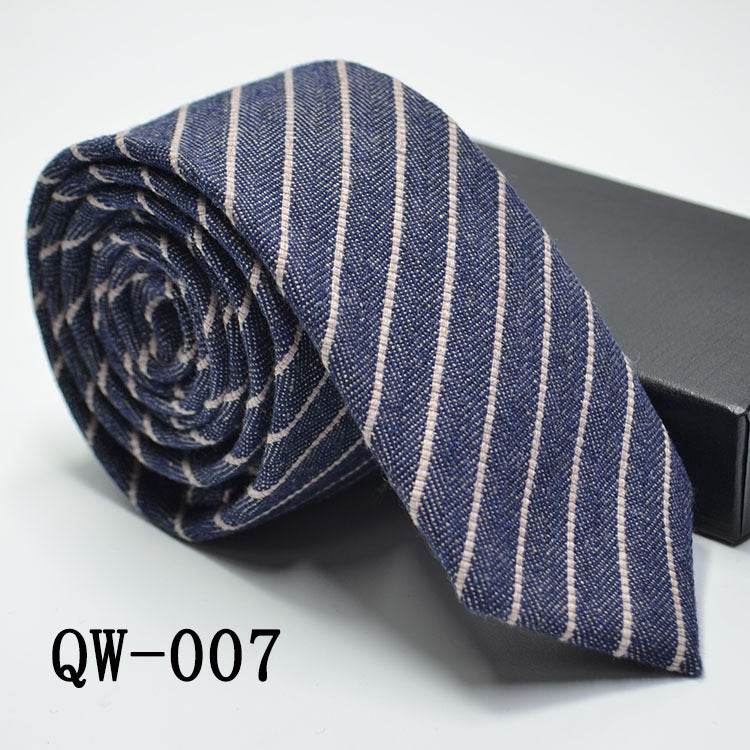 Elegant Men's Super Narrow Bow Tie - Trendy Wool-like Cotton Stripes - Buy Center