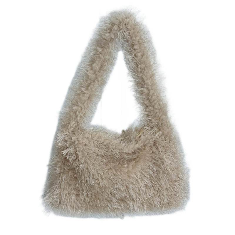 Versatile Candy Colored Handheld Tassel Bag - Fresh Plush Clutch - Buy Center