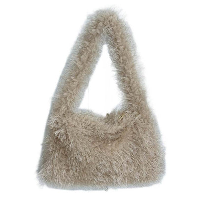 Versatile Candy Colored Handheld Tassel Bag - Fresh Plush Clutch - Buy Center