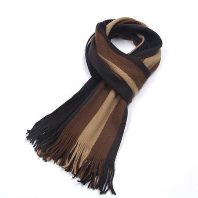Men's Casual Striped Scarf - Warm Imitation Cashmere, Black Grey Style - Buy Center