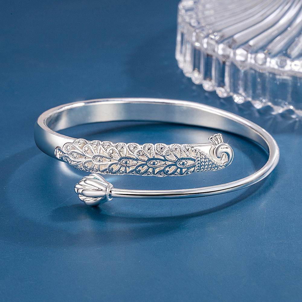 Charming Embossed Peacock Bracelet - Trendy Copper Design for Women - Buy Center