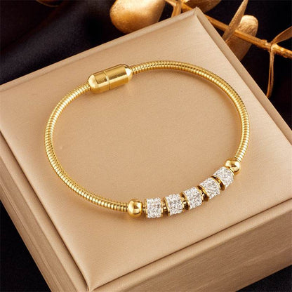Buycenter Gold-Plated Butterfly Pearl Bracelet - Fashionable Rhinestone Charm - Buy Center