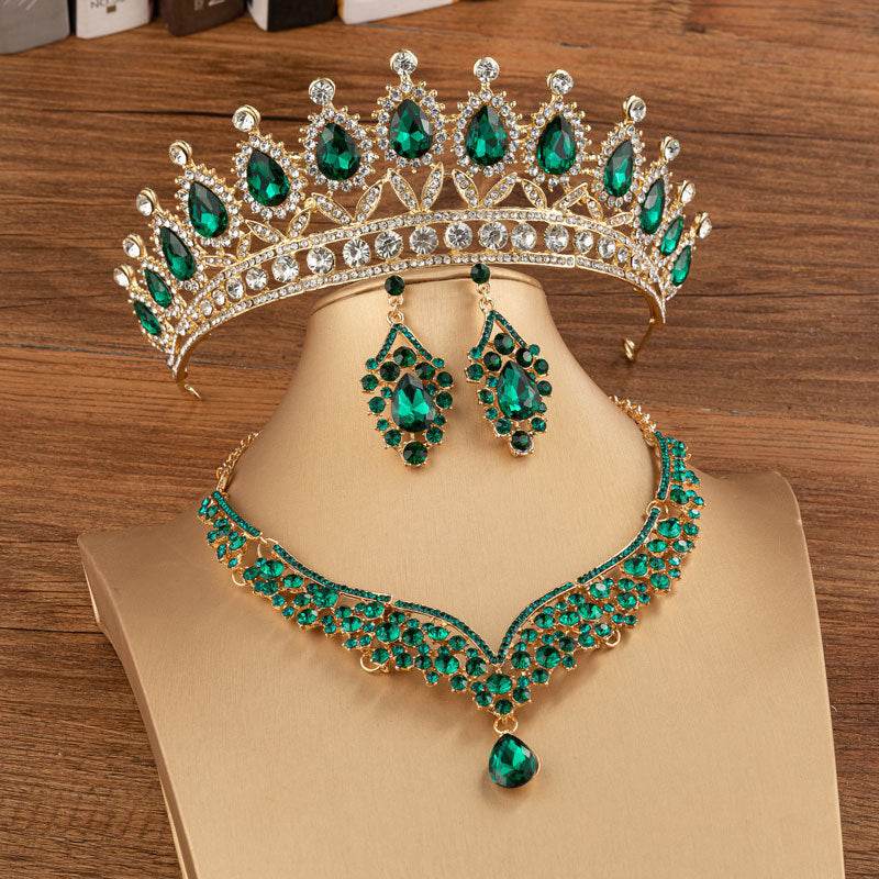 Elegant Bridal Crown with Matching Jewelry - Alloy Diamond Headdress - Buy Center