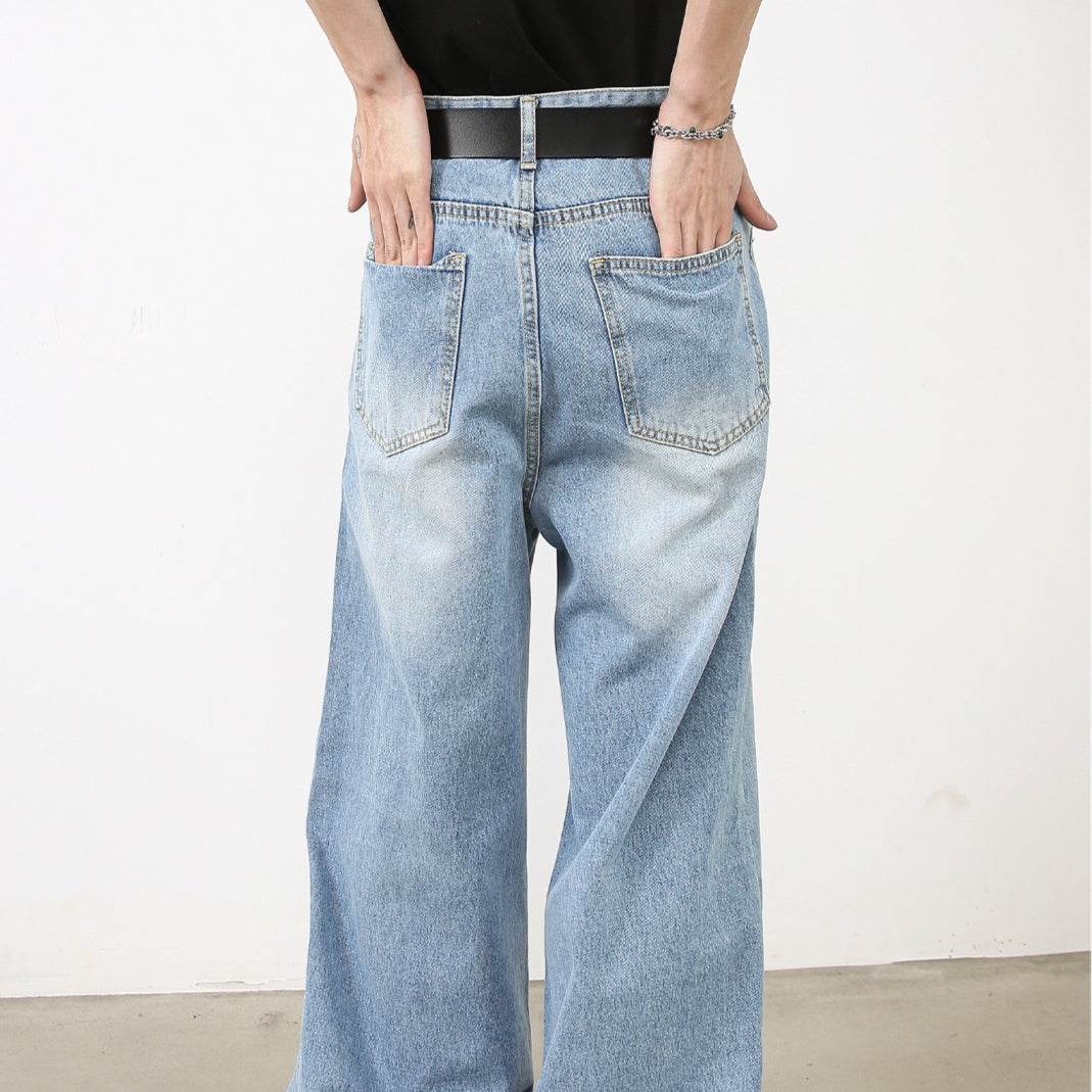 Trendy Male Cat Beard Design Pants - Casual Straight-Leg Jeans for Youth - Buy Center