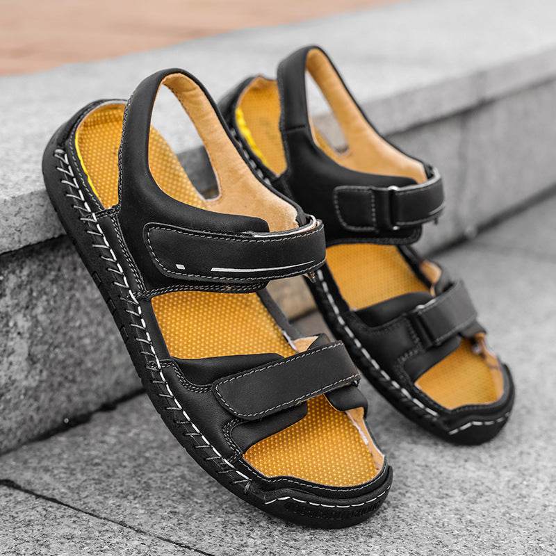 Trendy Men's Casual Leather Sandals - Comfortable PU & Durable Rubber Sole - Buy Center