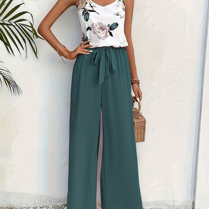 Elegant Women's Spring-Summer Camisole & Pants Set - Floral Design - Buy Center