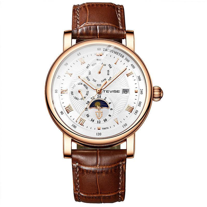 Automatic Mechanical Men's Tourbillon Watch - Premium Leather & Glass - Buy Center