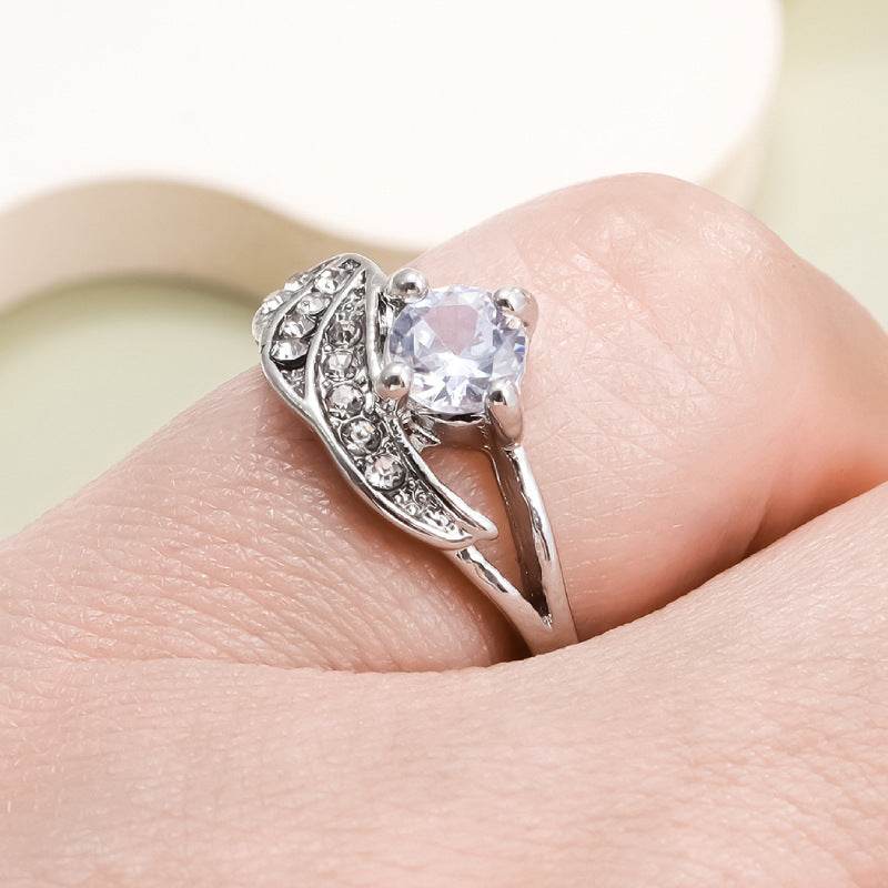 Buy Center Diamond-Studded Angel Wings Ring - European & American Style - Buy Center